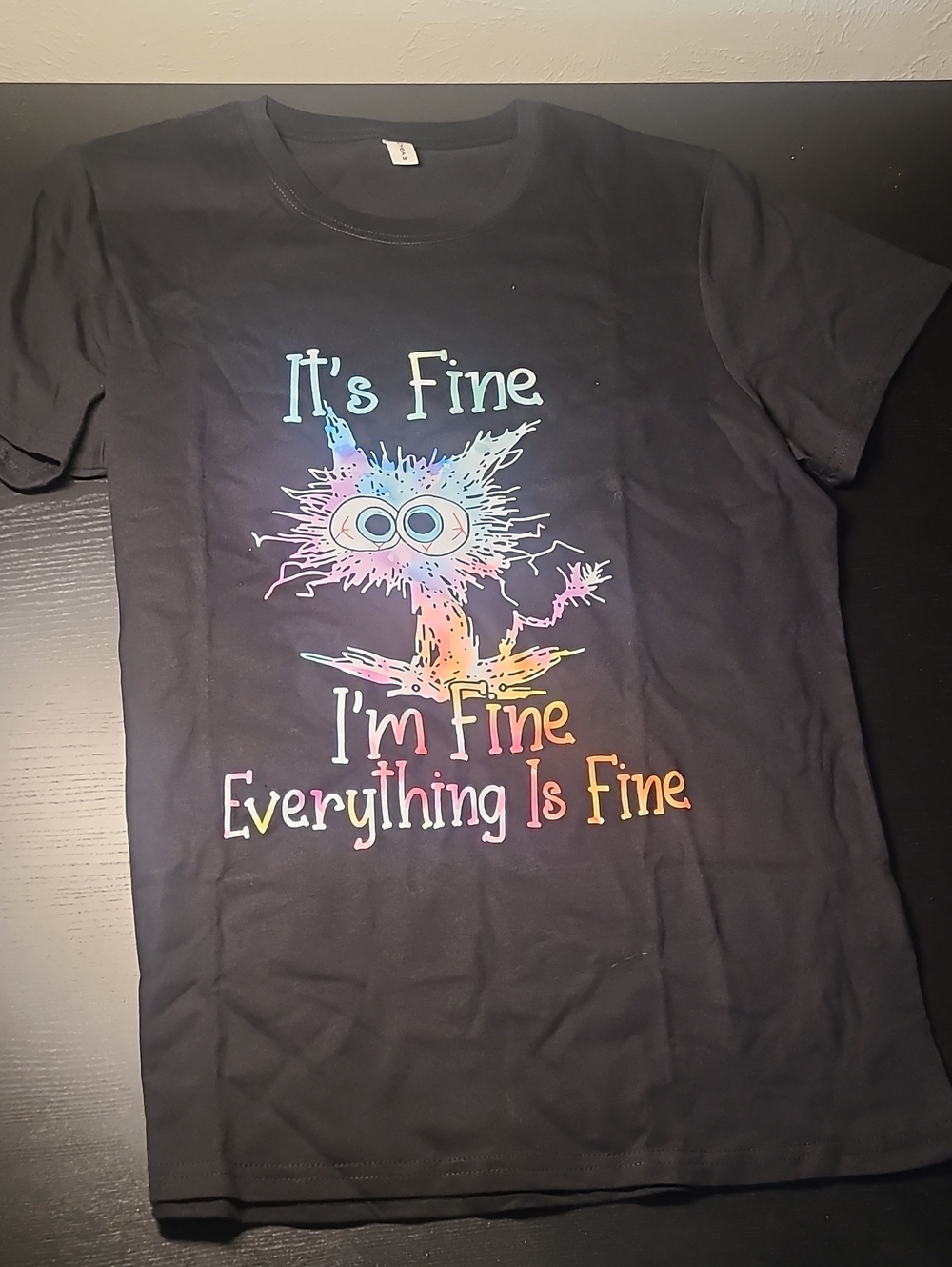 Graphic Short Sleeve Tee - Black "It's Fine"